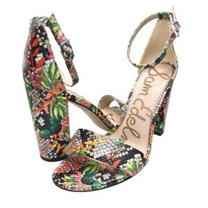 Sam Edelman | Women | Yaro Tropical Snakeskin Strap Block Heels | Size 10.5